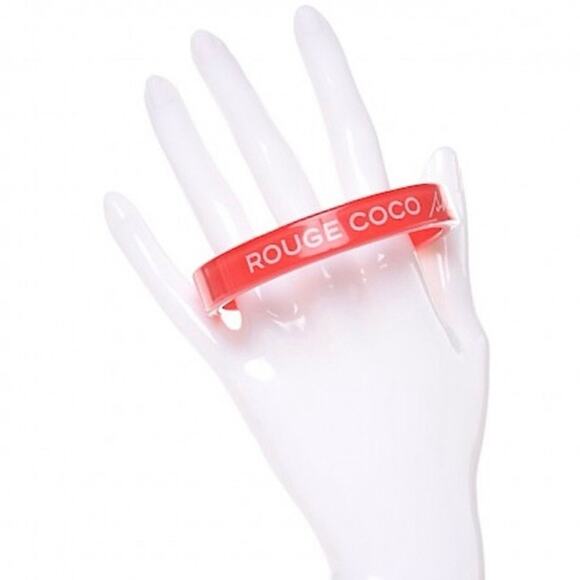 AUTH Chanel Dark Pink Logo Lucite Resin Bangle Bracelet - Picture 9 of 12